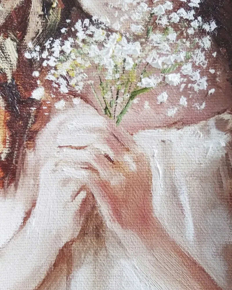 Рыжая девочка. Картина маслом 10×30 см — 10×30 см