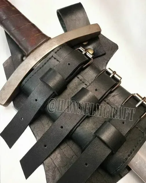 Перевязь для меча из натуральной кожи, чёрная — Чёрная