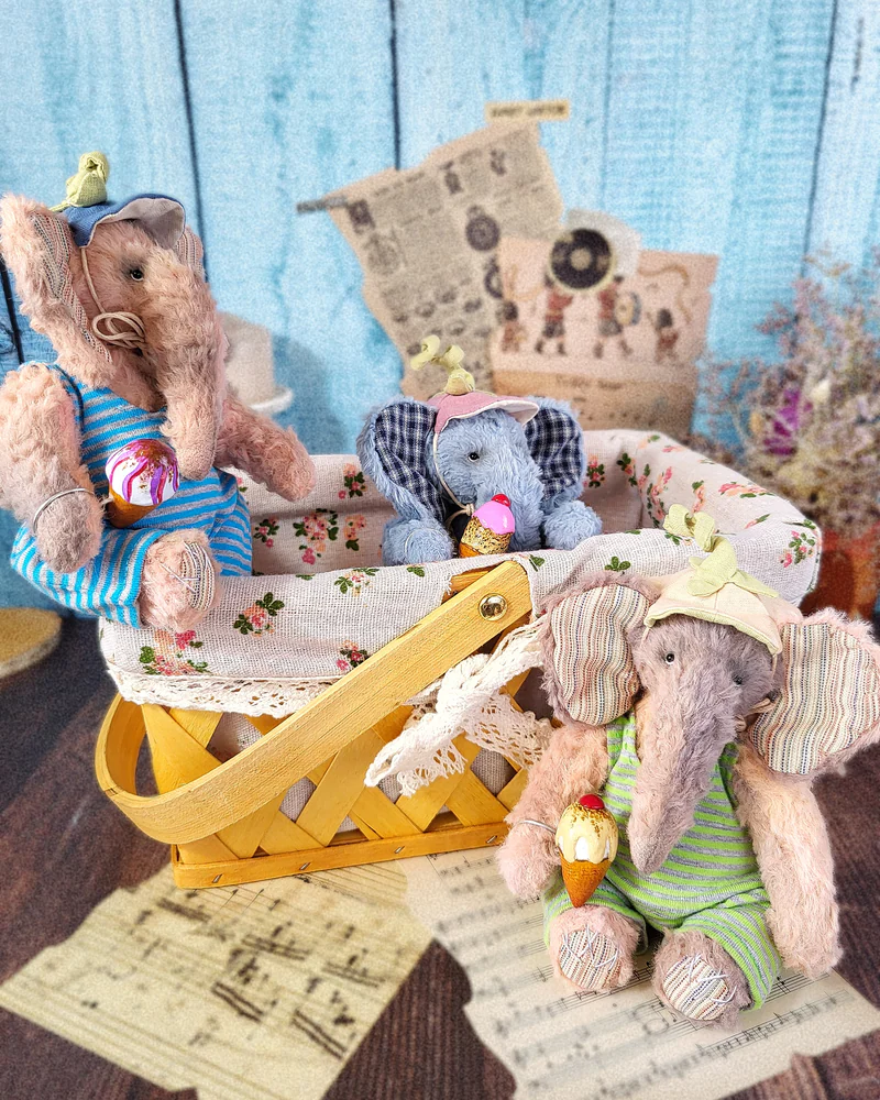 Тедди слон в купальнике (авторская игрушка) — Голубой, 16 см