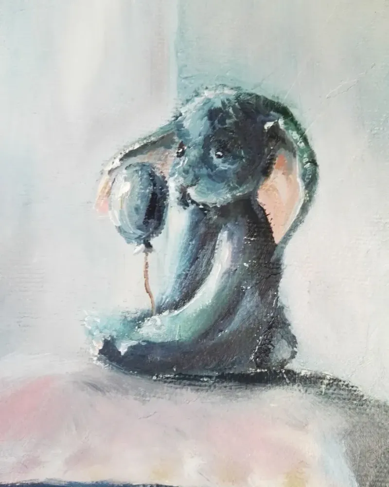 Подушки и игрушки. Картина маслом 30×50 см — 30×50 см