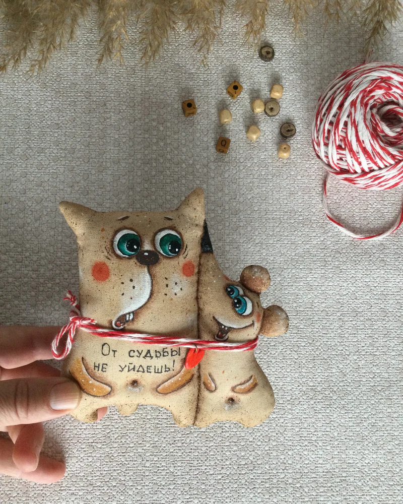 Неразлучники котик с мышкой