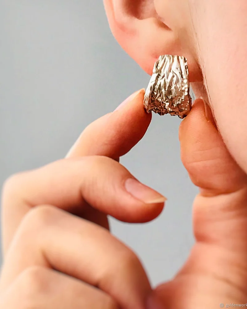 Серебряные серьги фактурные