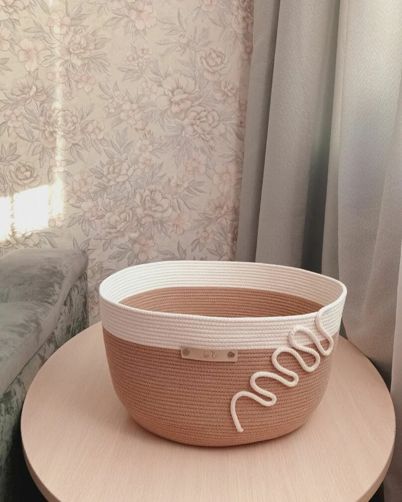 Большая корзина из хлопкового шнура — мультиколор