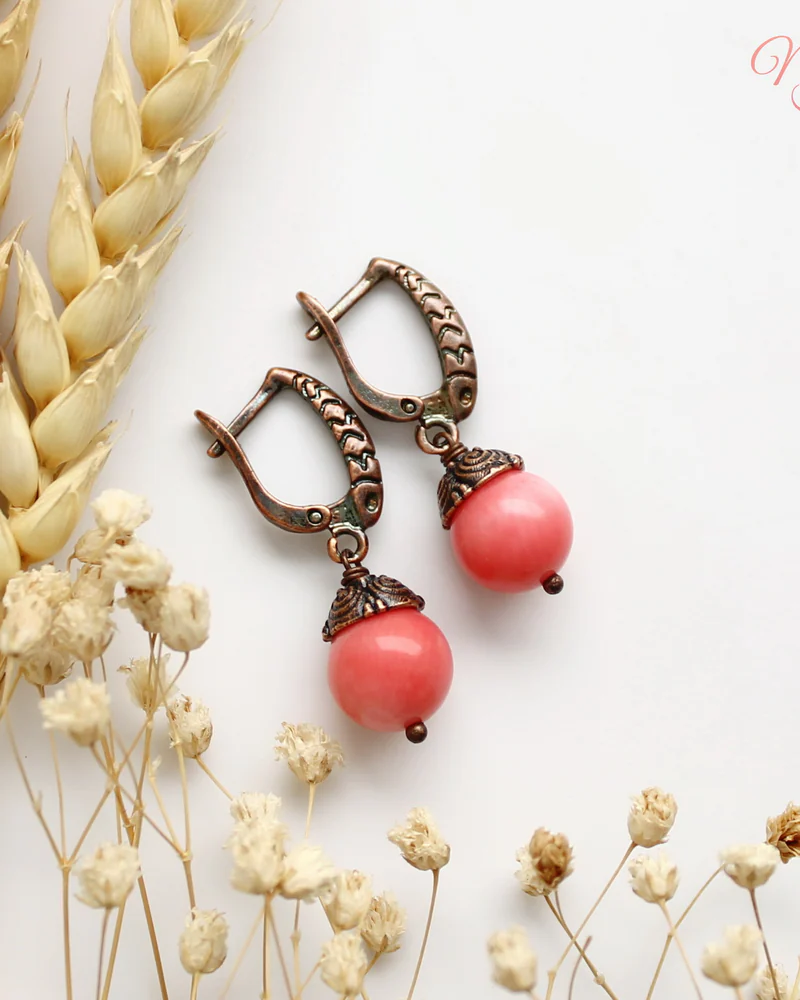 Серьги "Copper" с Кораллом