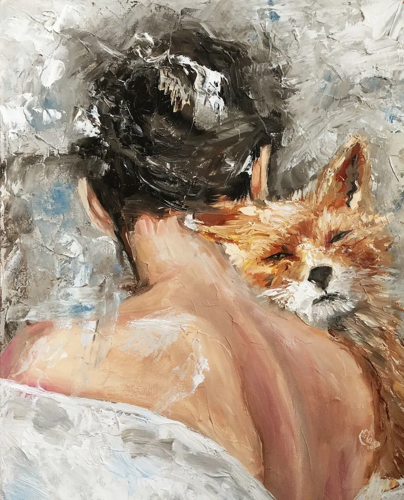 Лиса. Картина маслом 40×50 см — 40×50 см