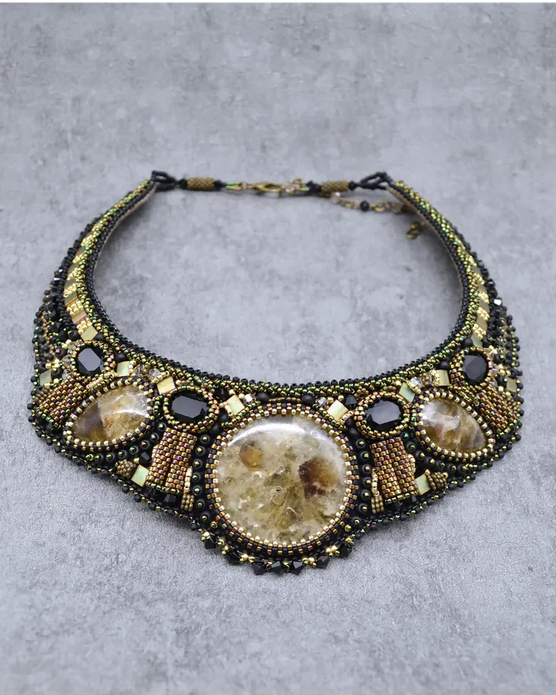 Авторское колье с цитрином и Swarovski