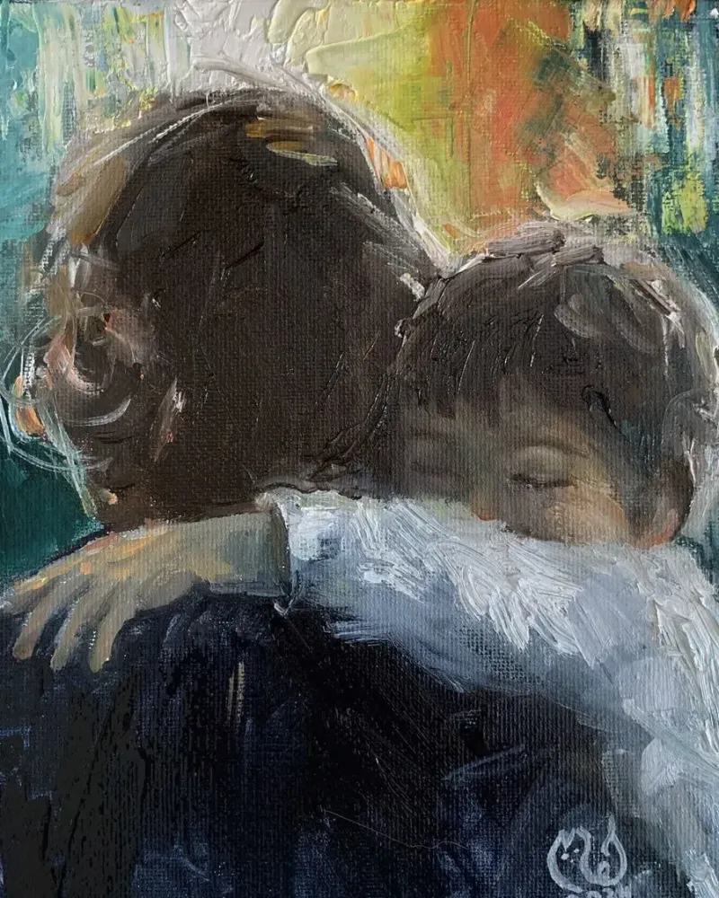 Мама. Картина маслом 20×20 см — 20×20 см