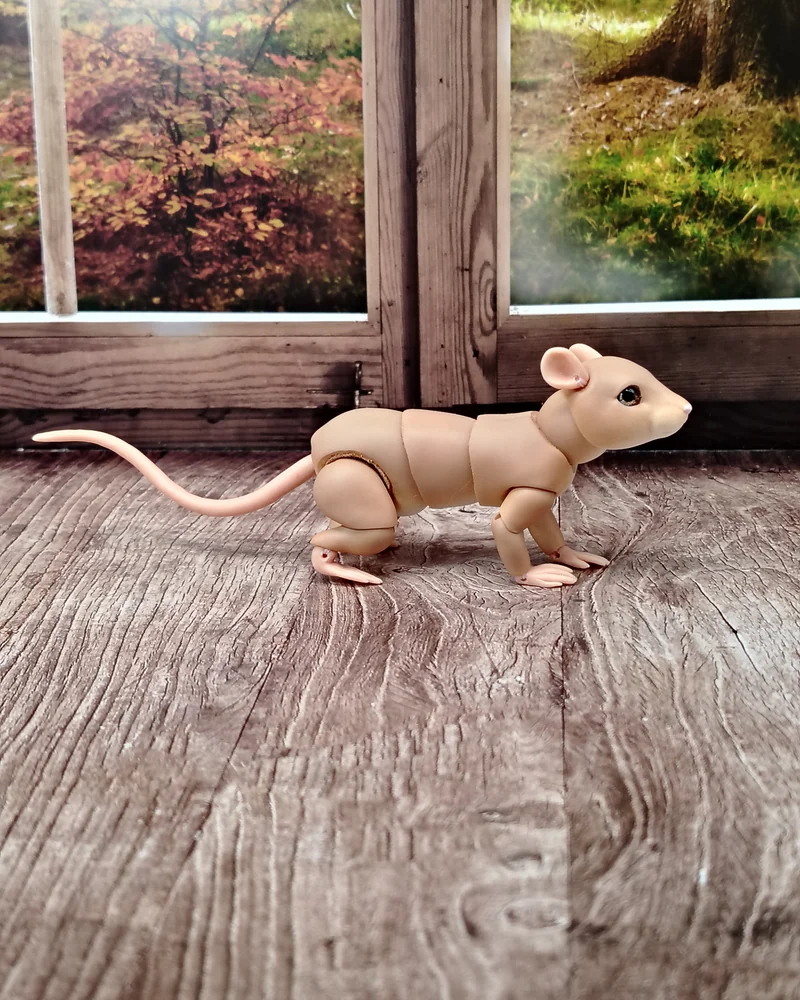 Мышка, шарнирная кукла — Бежевая, 3,5 см