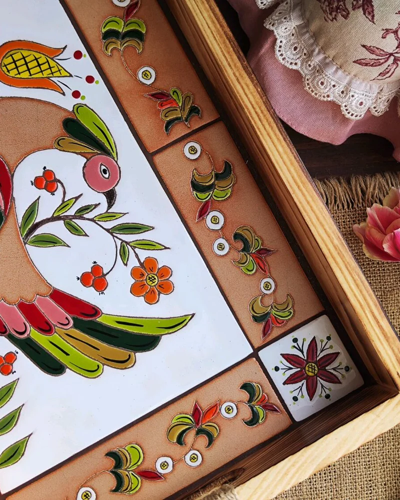 Поднос кедровый «Русские узоры», 40×30 см