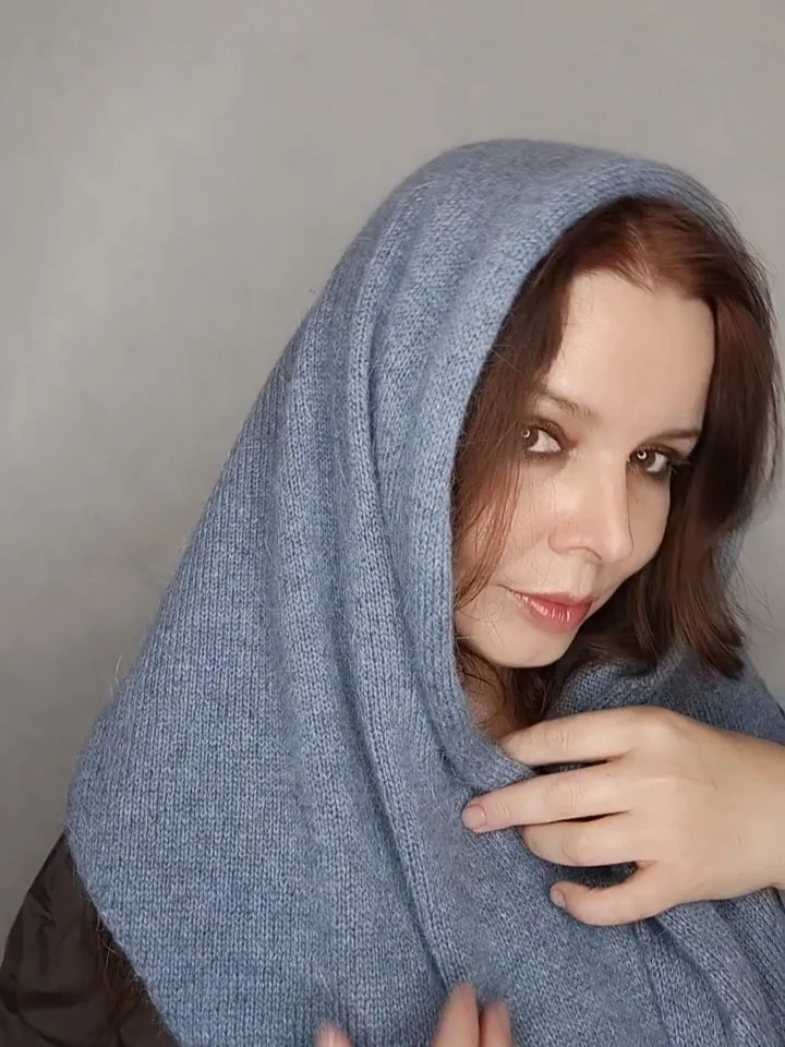 косынка вязаная теплая из ангоры