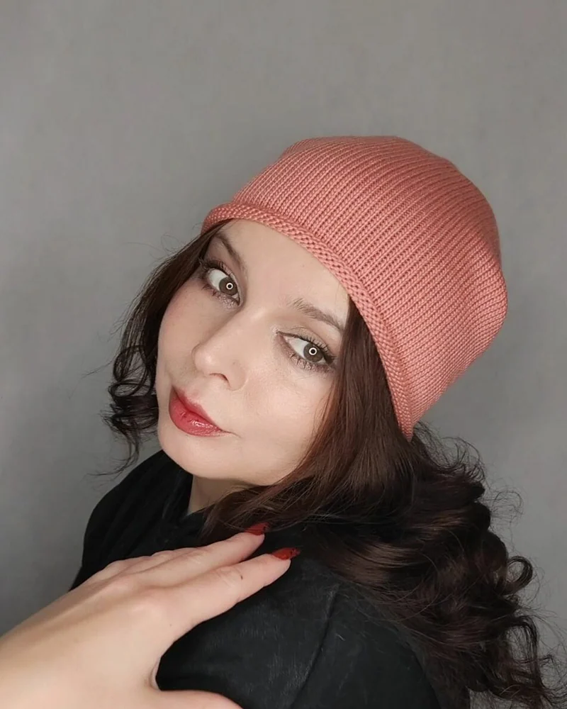 шапочка с пайетками бини рыжая