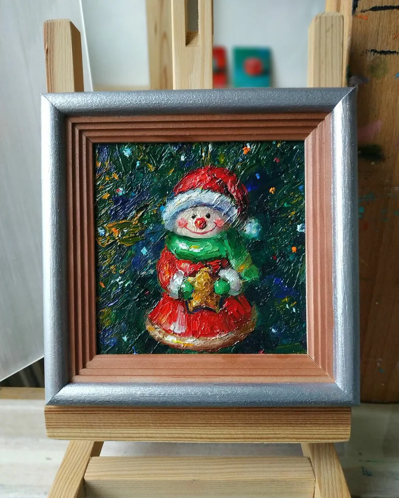 Серия "Новогодние игрушки" картины маслом новогодние