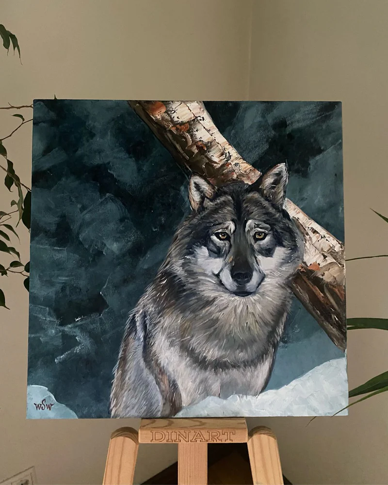 Картина маслом Волк 40×40 см — Оригинал