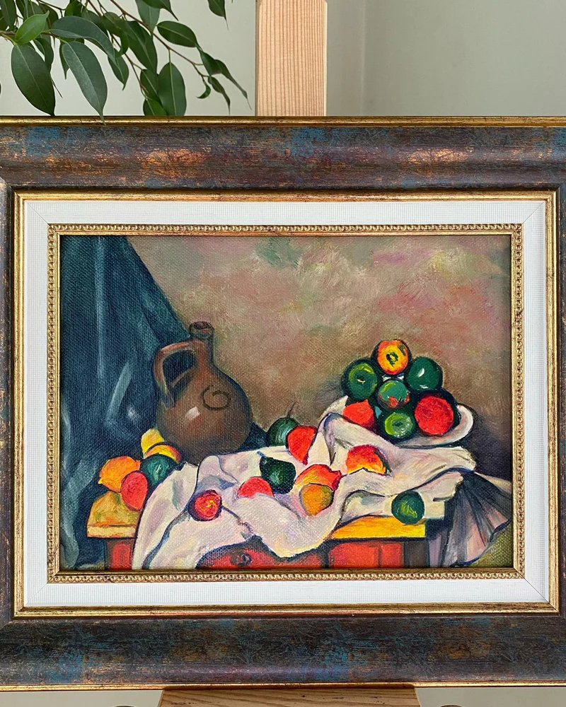 Копия маслом: П. Сезанн, натюрморт 30×35 см — Оригинал