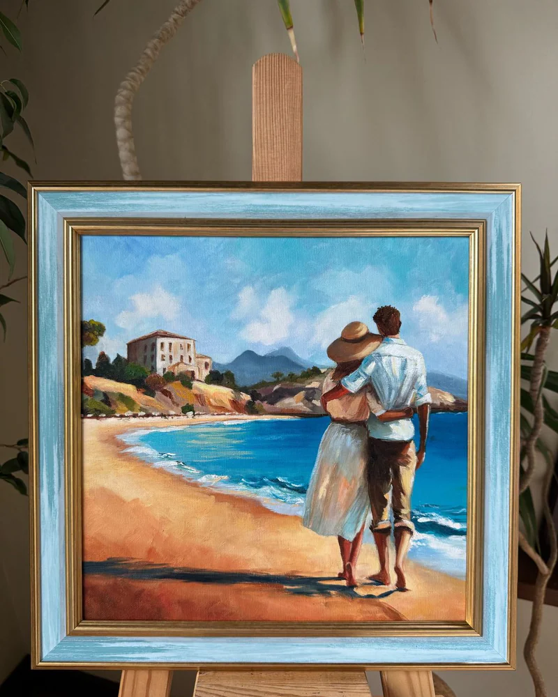 Картина маслом море 38×38см морской пейзаж — Оригинал
