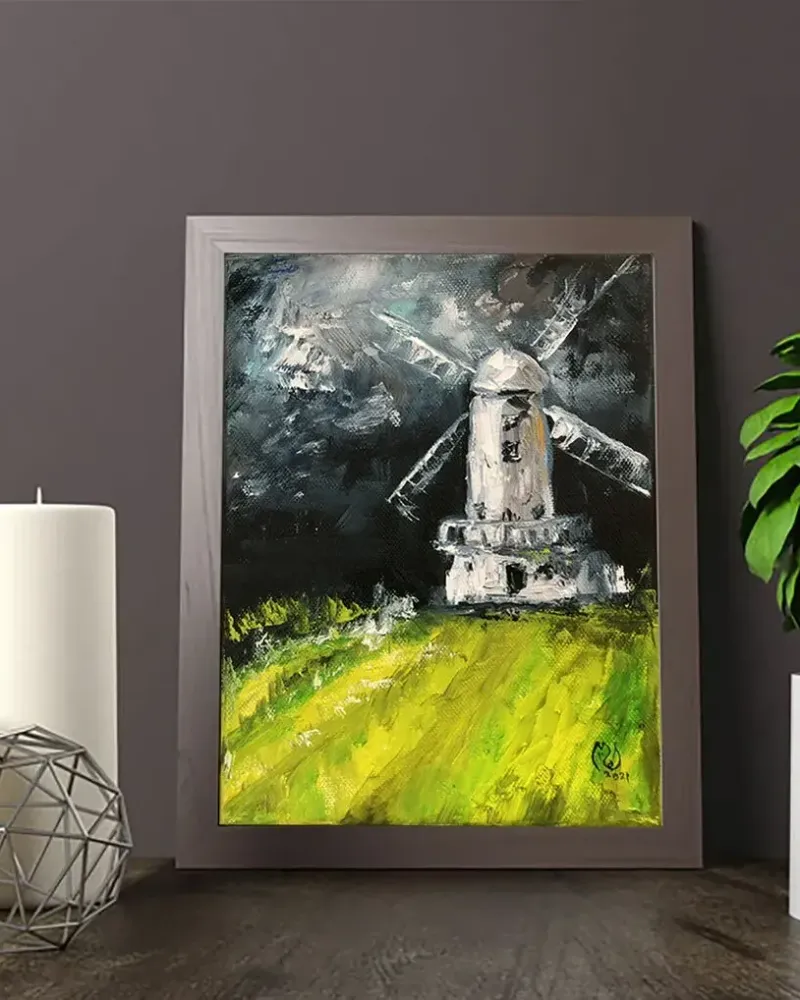 Мельница. Картина маслом 18×24 см — 18×24 см