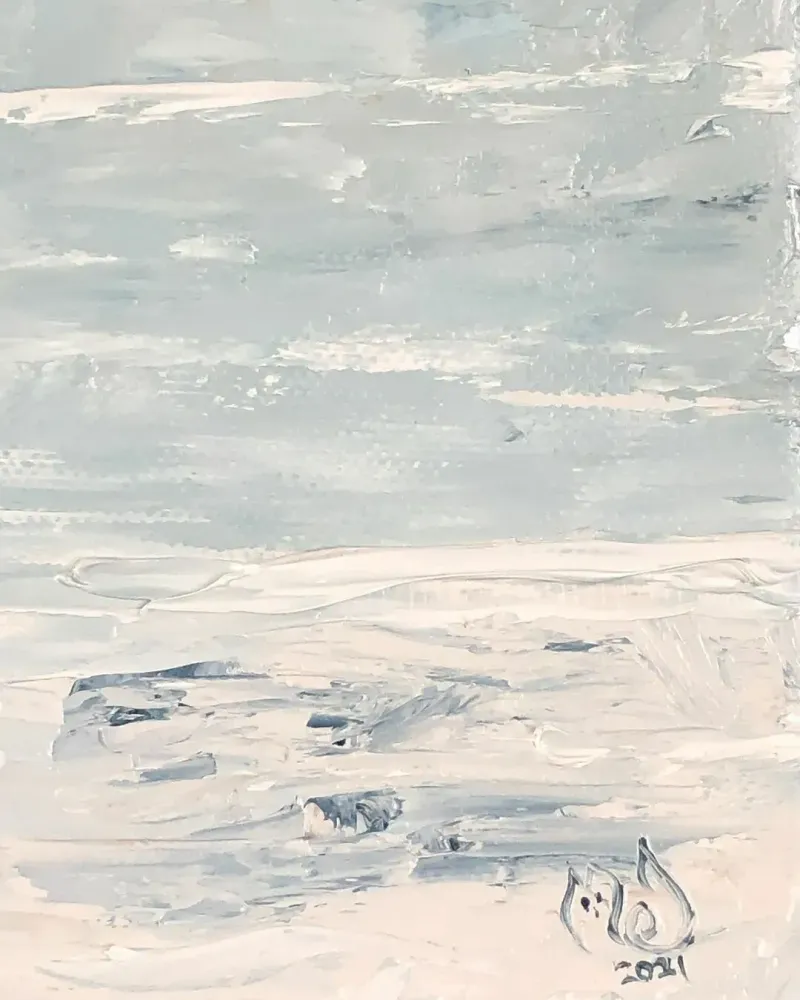Море и чайки. Картина маслом 20×20 см — 20×20 см