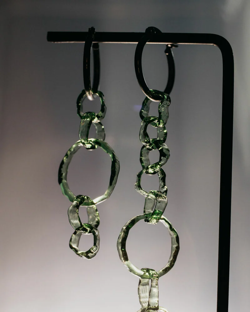 Серьги асимметричные из стекла