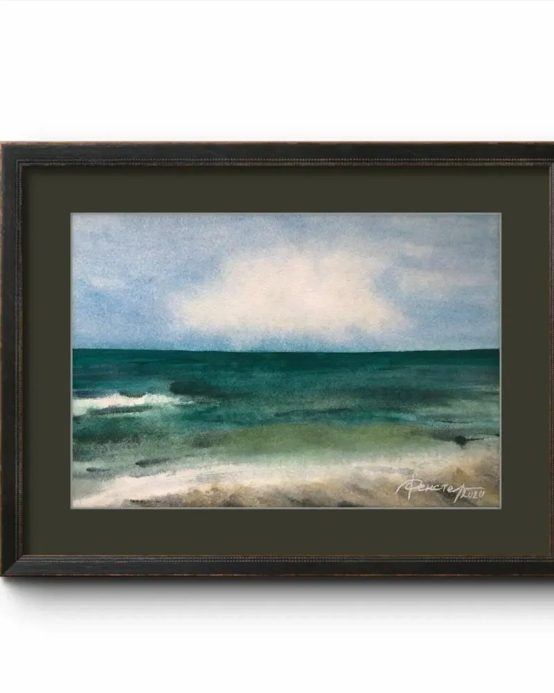 Море и облако. Морской пейзаж акварелью — 21×30 см