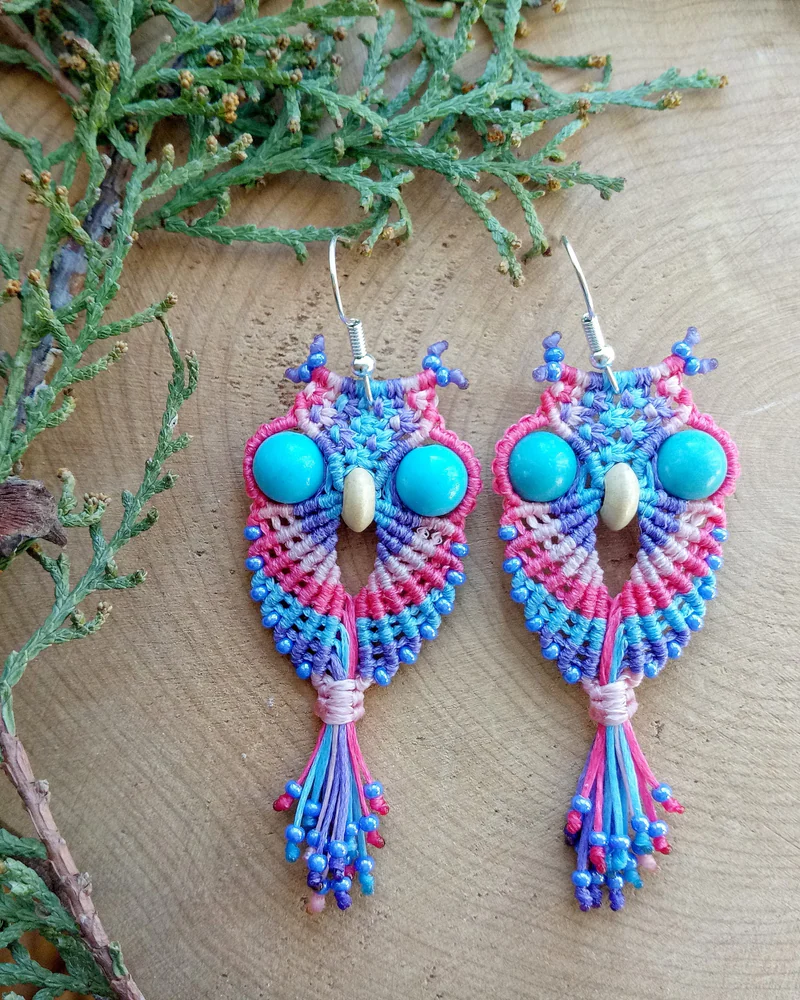 Серьги Совы разноцветные