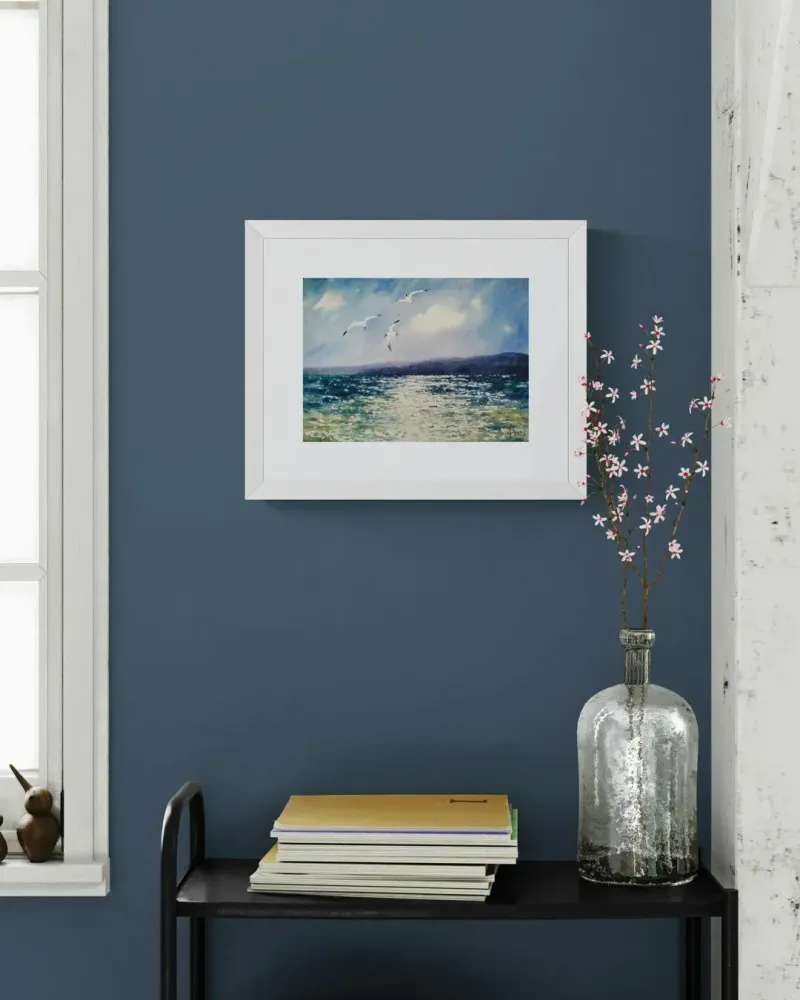 Солнечно. Море, горы и чайки, акварель — 20×30 см