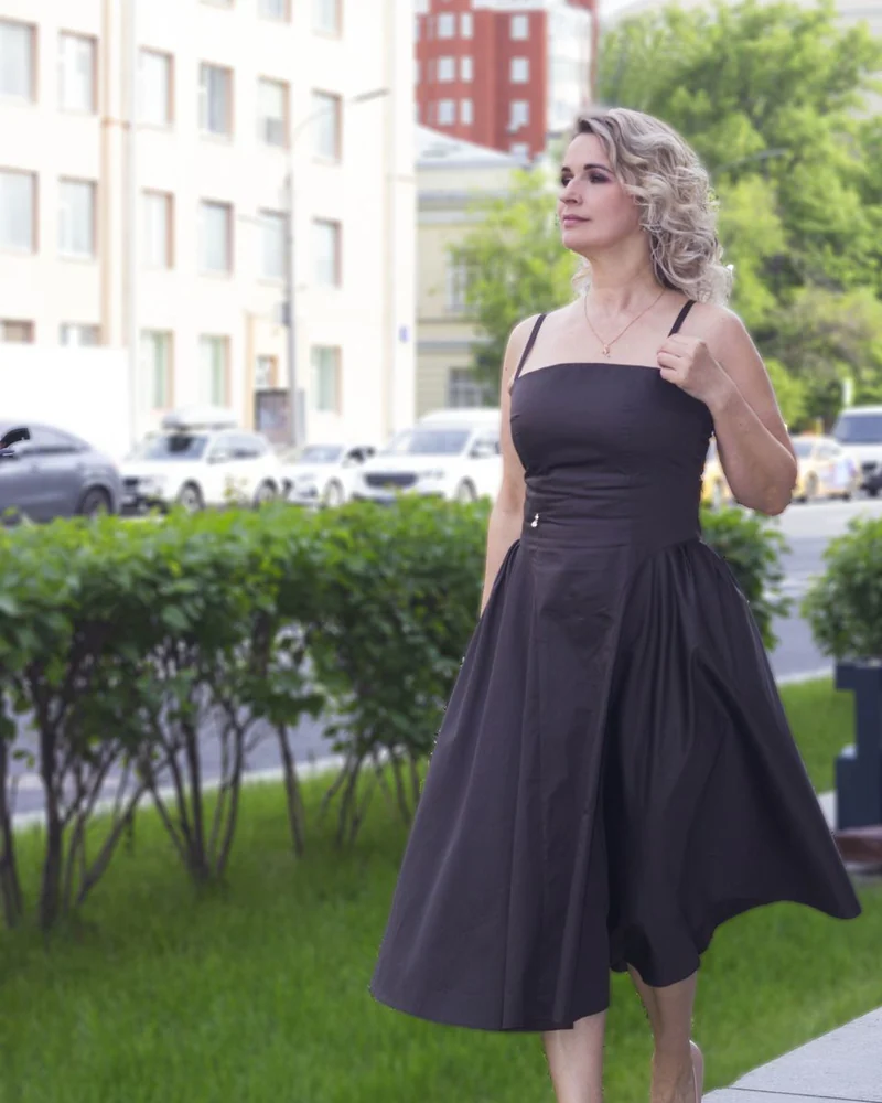 Платье Горький шоколад, хлопок сатин Италия