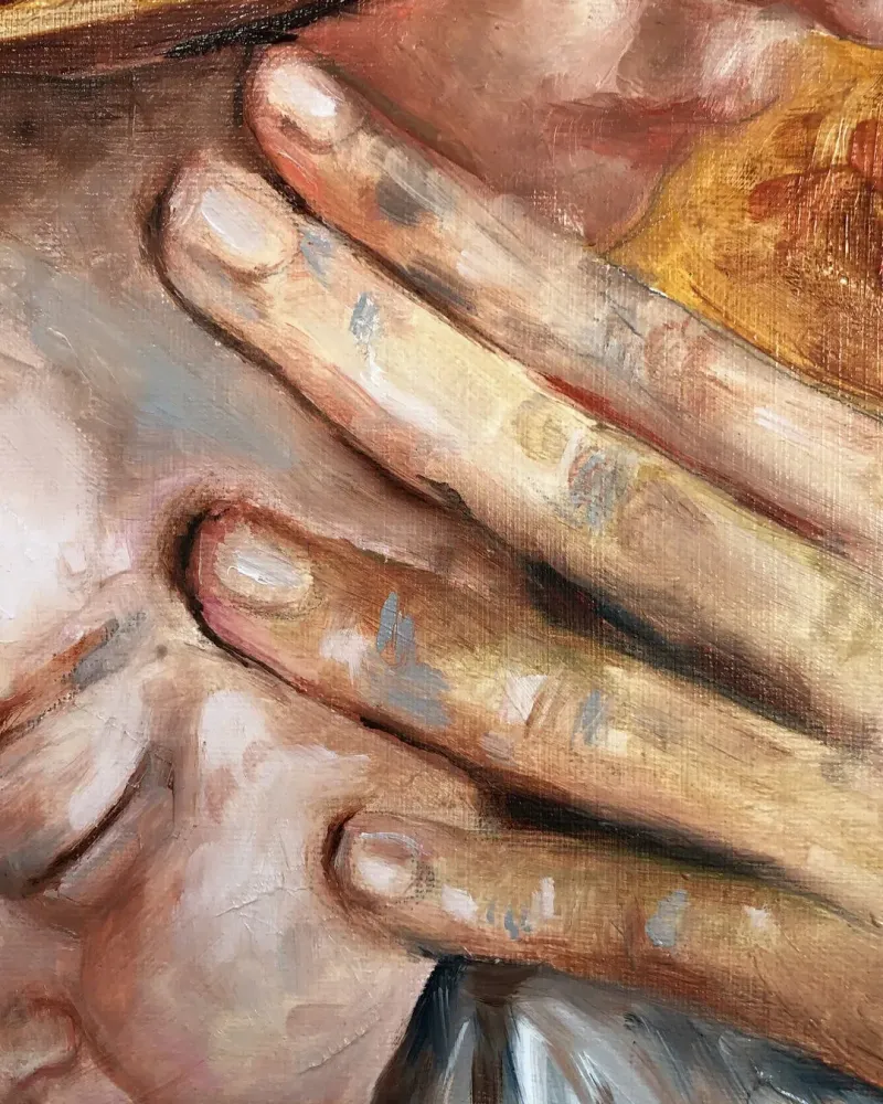 Мама и малыш. Картина маслом 40×50 см — 40×50 см