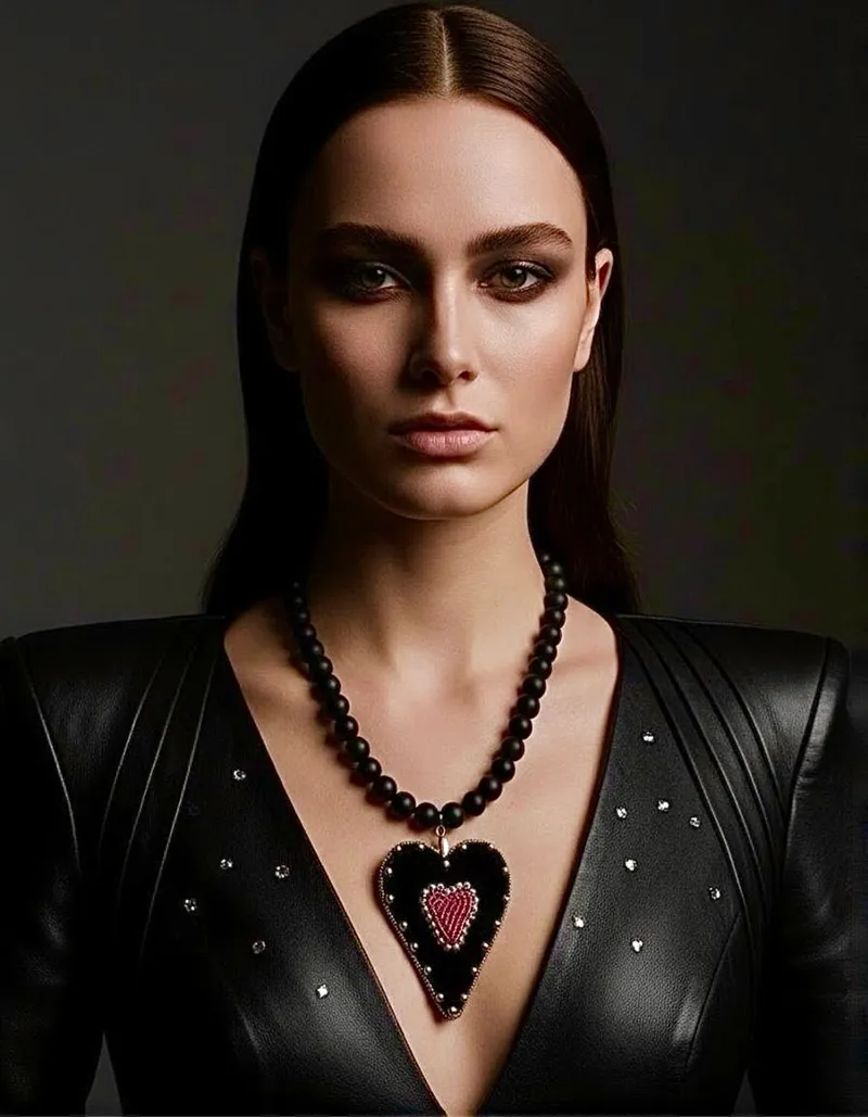 Колье с чёрным агатом «Black Valentine»