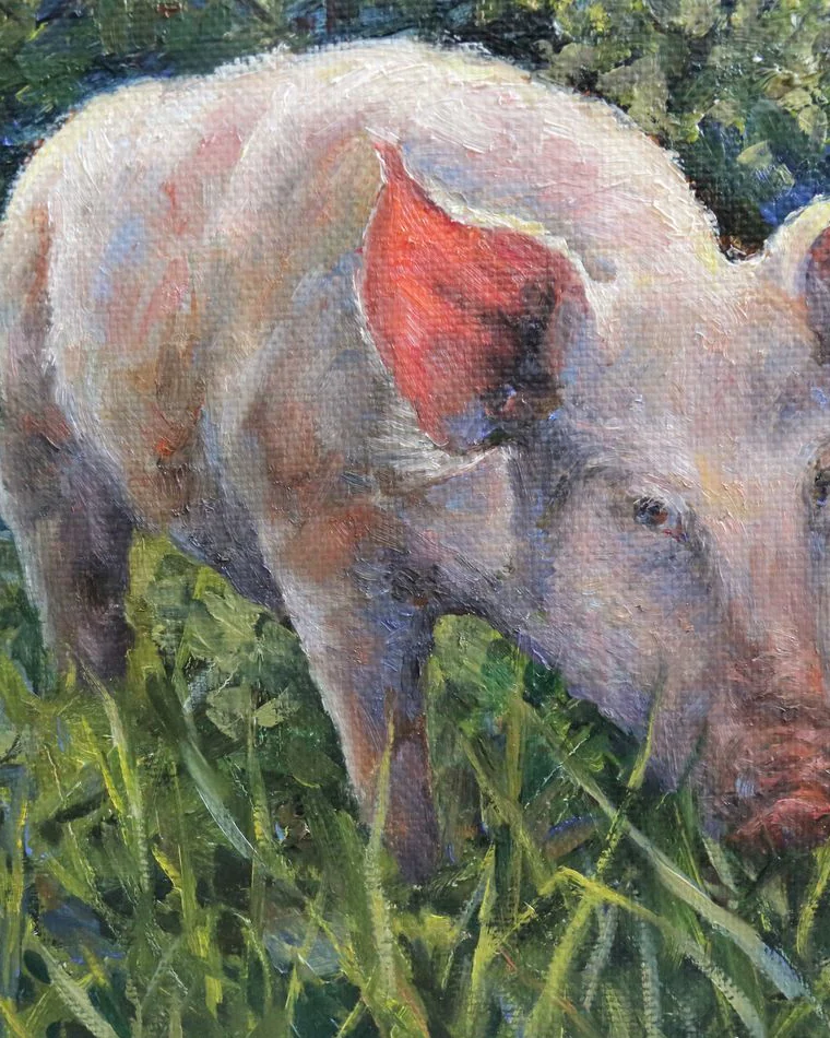 Хрюня на прогулке. Холст, масло. 45х50 см. 2017 г
