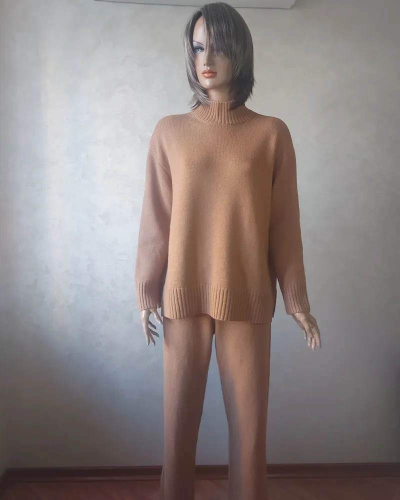 Костюм женский вязаный — кэмел — Кэмел