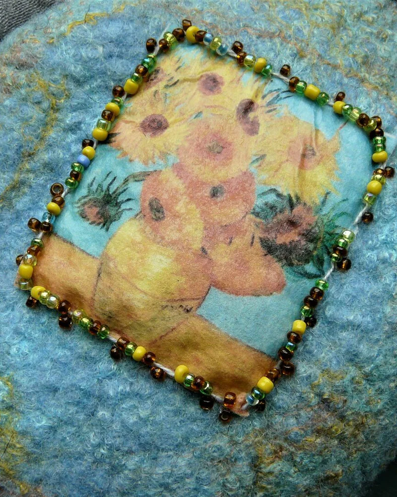 Кошелек с фермуаром женский. Подсолнухи Ван Гог