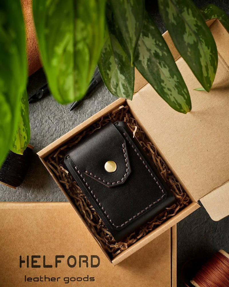 Кошелек из натуральной кожи HELFORD Compact тёмно-коричневый