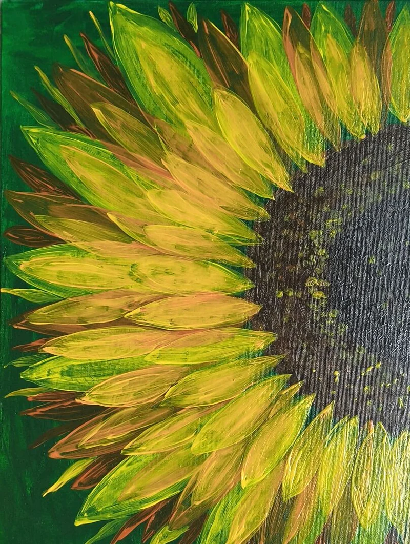 Картина «Подсолнух», акрил, 30×40 см