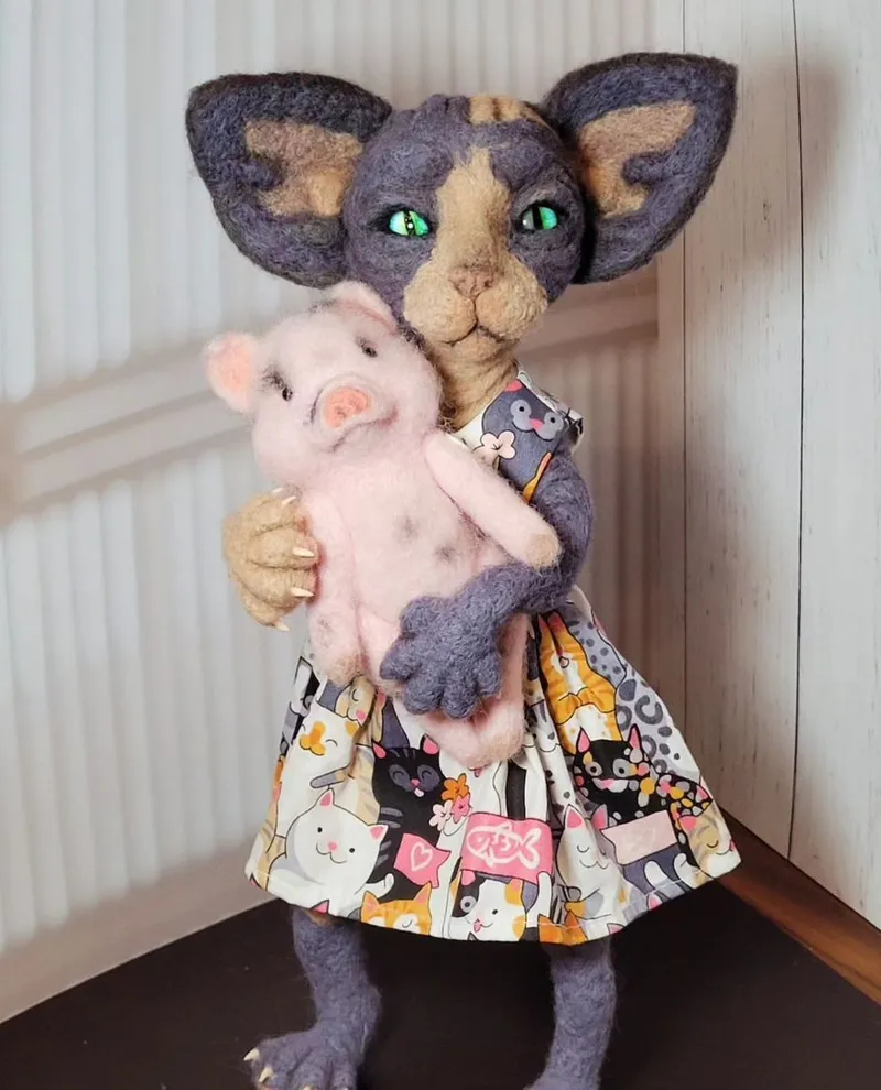 Кошка-сфинкс на каркасе, 35 см — Кошка-сфинкс на каркасе, 35 см
