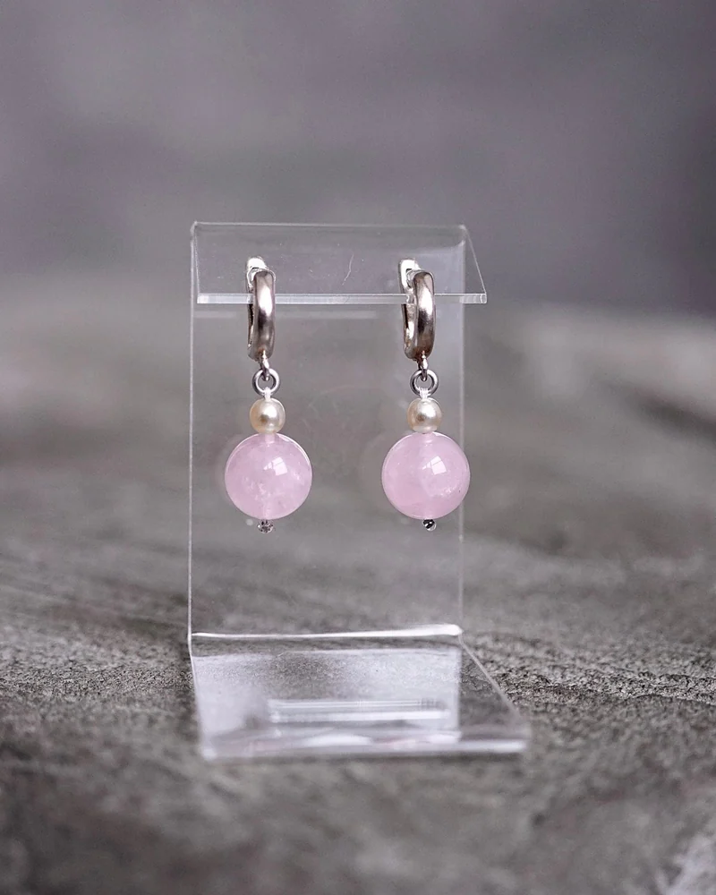 Серьги с розовым кварцем — Серьги с розовым кварцем