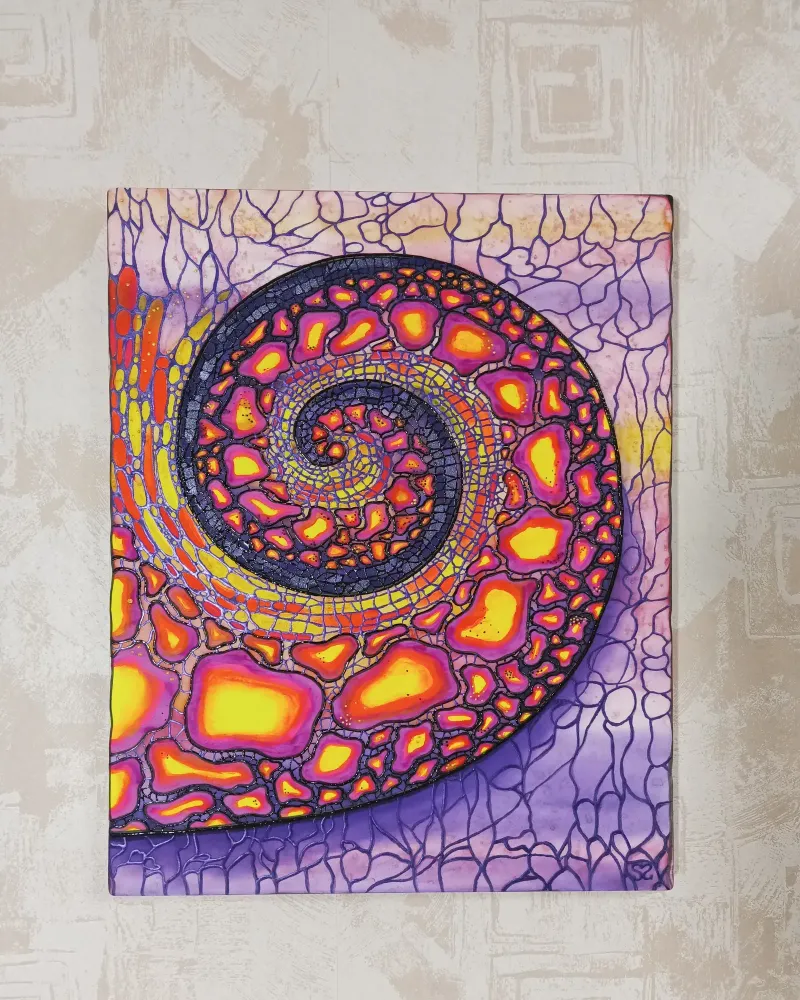 Картина «Энергия жизни», холодный батик на шёлке, 36×45 см