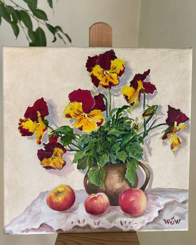 Картина маслом цветы, натюрморт 30×30 — Оригинал