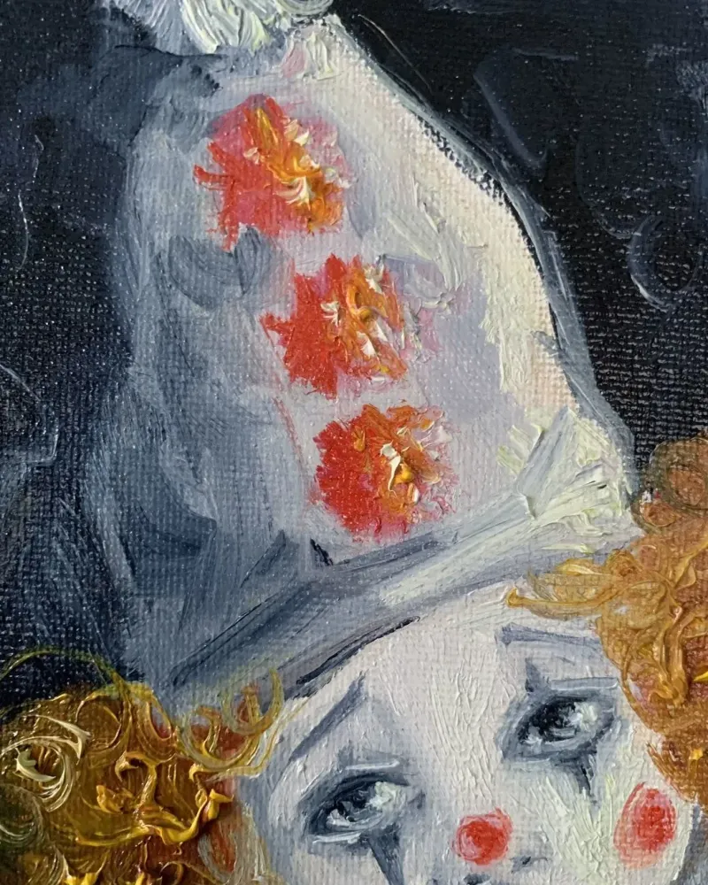 Грустный клоун. Картина маслом 20×30 см — 20×30 см