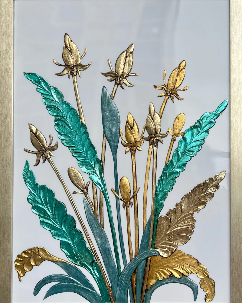 Картина «Текстурные растения», 50×70 см, на молочном фоне