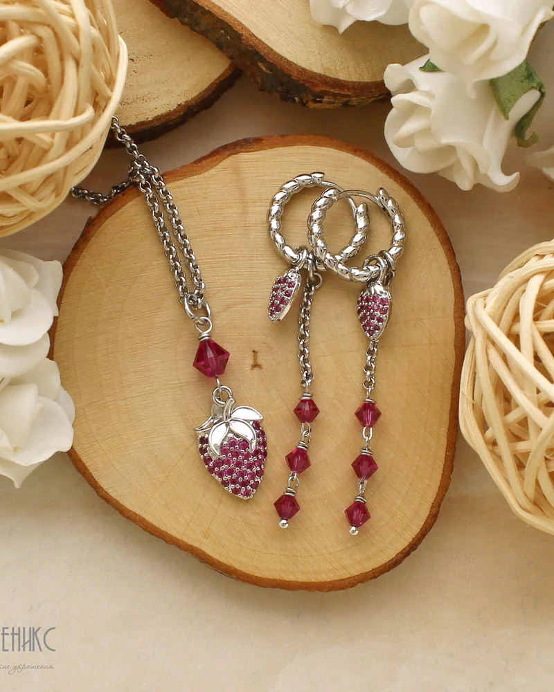 Комплект "Клубничка" Swarovski
