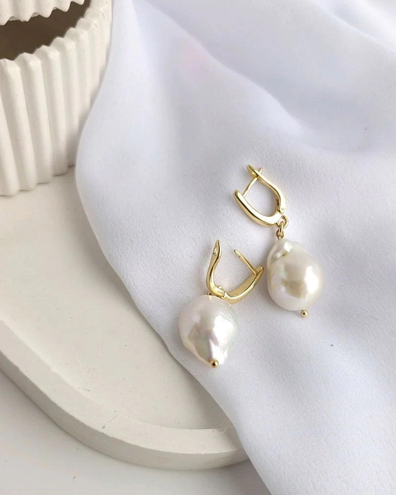 Серьги с барочным культивированным жемчугом