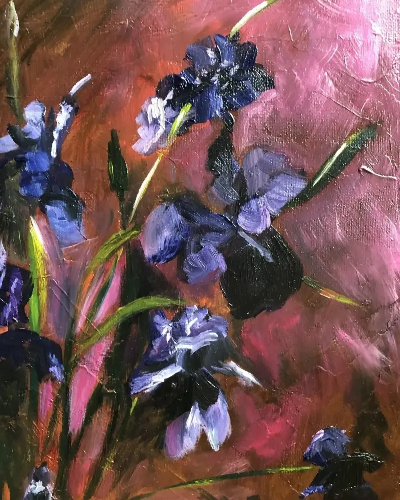 Ирисы фиолетовые. Картина маслом 40×50 см — 40×50 см