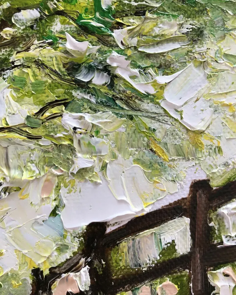 Деревня. Картина маслом 20×20 см — 20×20 см