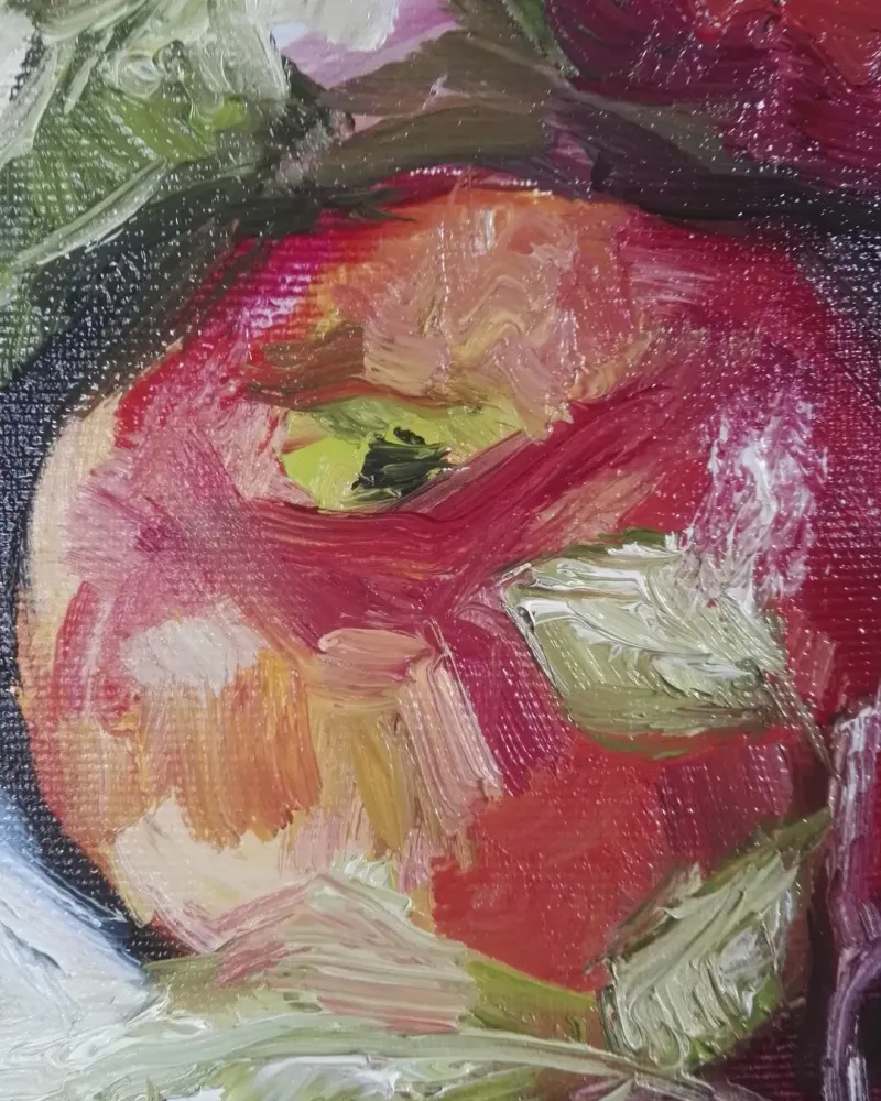 Яблоки в вазе. Картина маслом 40×40 см — 40×40 см