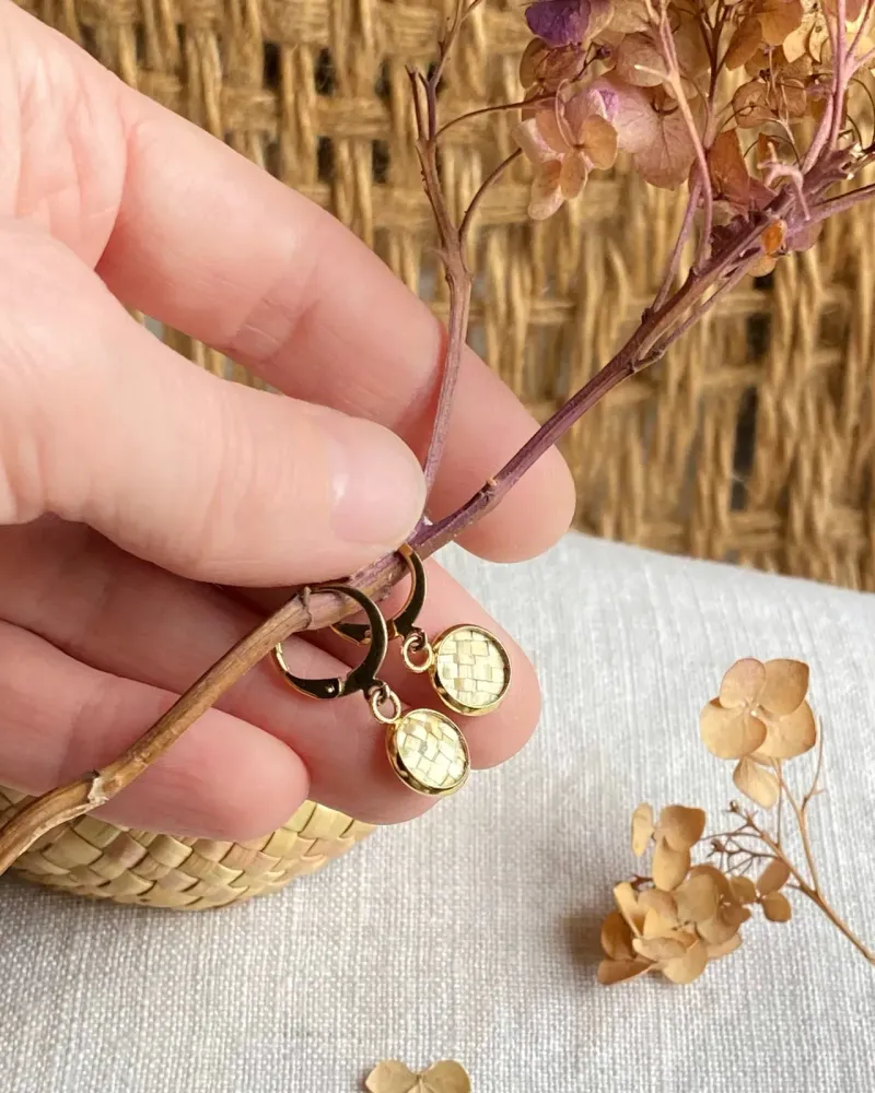 Серьги «Малышки» из соломки, натуральный цвет