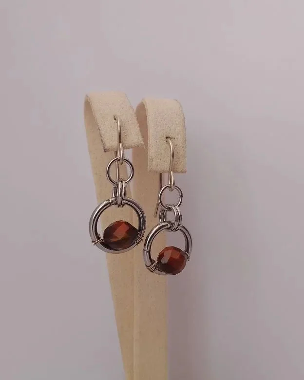 Серьги "Геометрия" с тигровым глазом