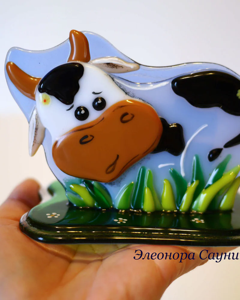 Салфетница стеклянная фьюзинг Му-му