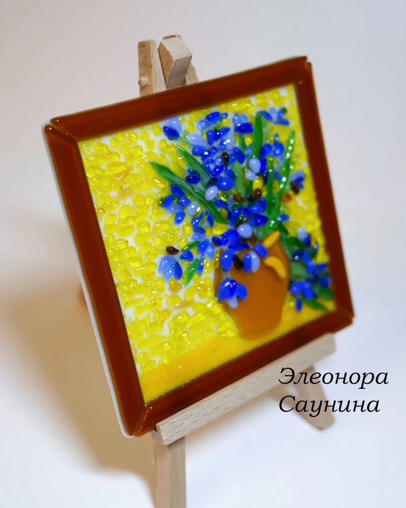 Миниатюрная картина стекло Ирисы Ван Гога