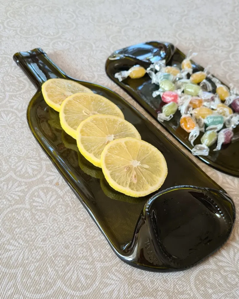 Блюдо для роллов из плоской бутылки — Зелёное