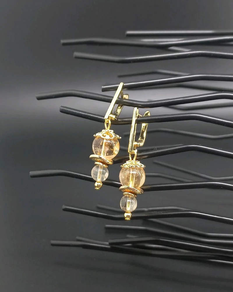Серьги из цитрина жёлтый золотой